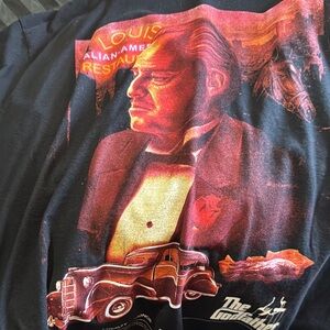 Black and Red Short Sleeve Tee with Retro-Futuristic Design